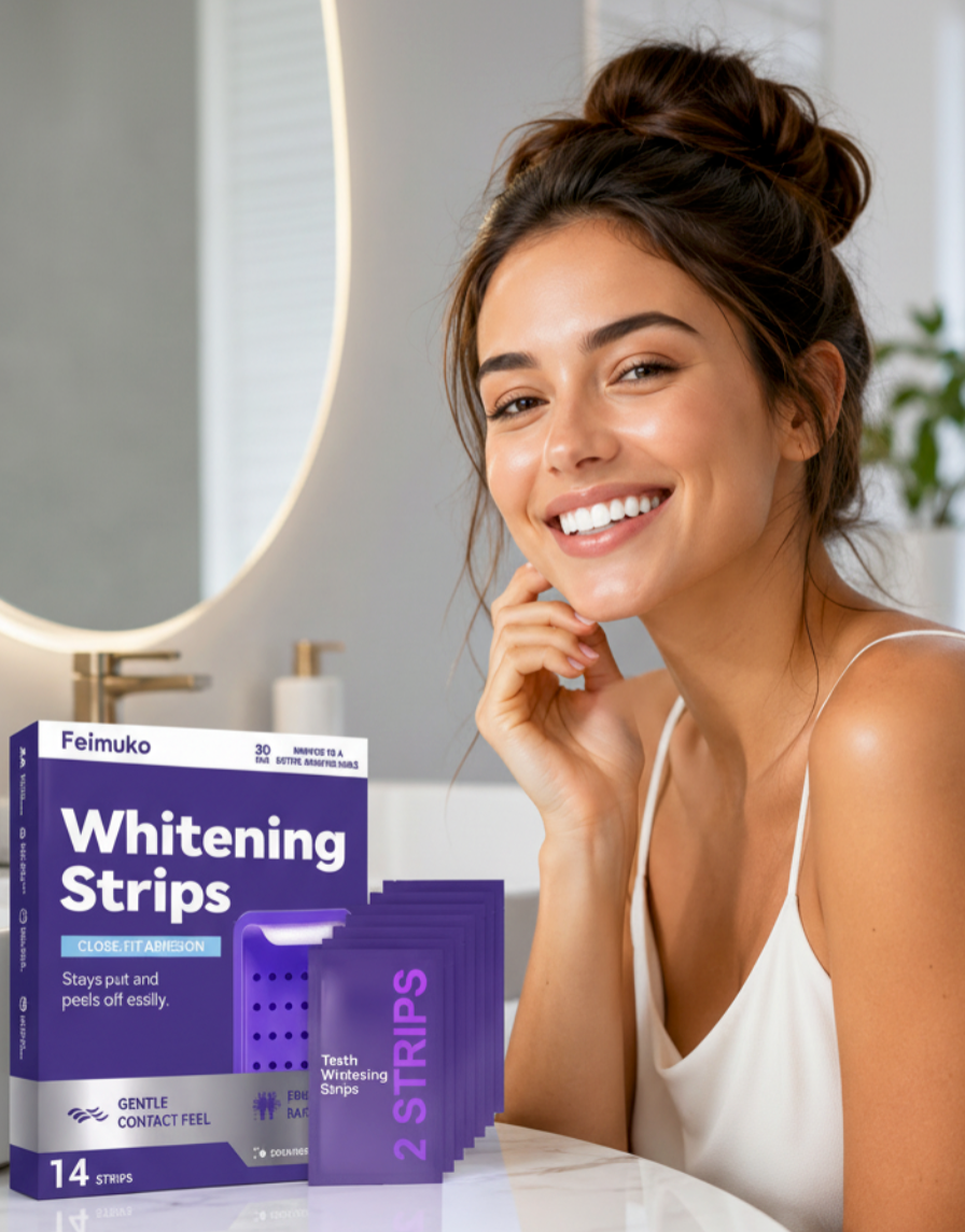 Bandes blanchissantes Whiteeth violettes, sans peroxyde, douces pour l'émail